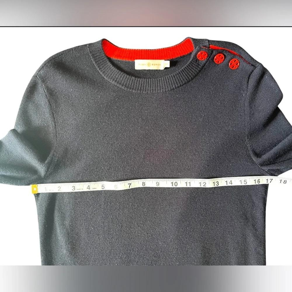 Tory Burch Kimberly Merino Wool Sweater Navy Size M - Picture 4 of 6